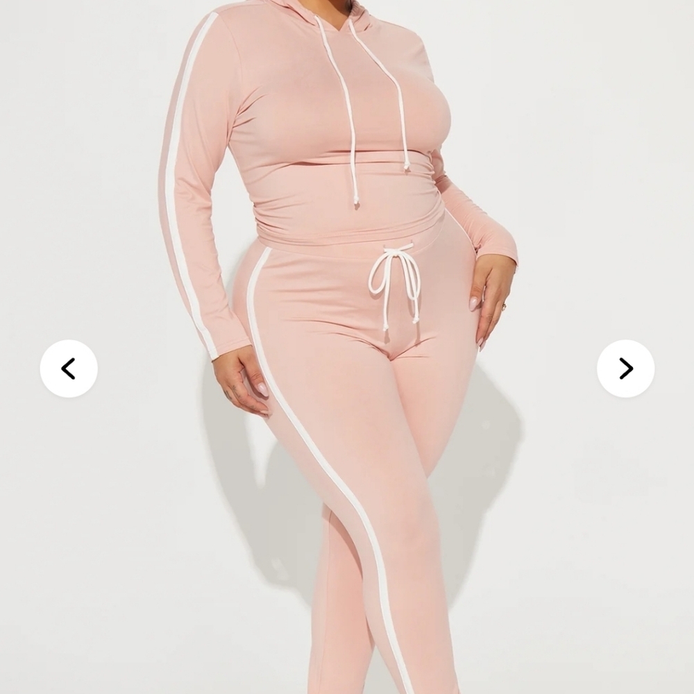 Women's Pink Legging Set with White Stripes
